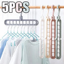 5pcs 9-hole wardrobe space-saving multifunctional storage rack