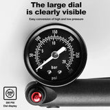 X-TIGER 25cm Portable High-pressure 300psi Bike Air Pump with Gauge