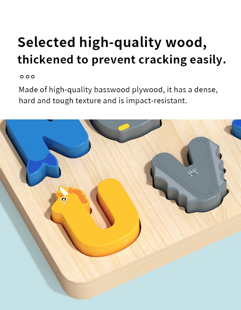 3D Colorful Montessori Wooden Alphabet Number/Puzzle