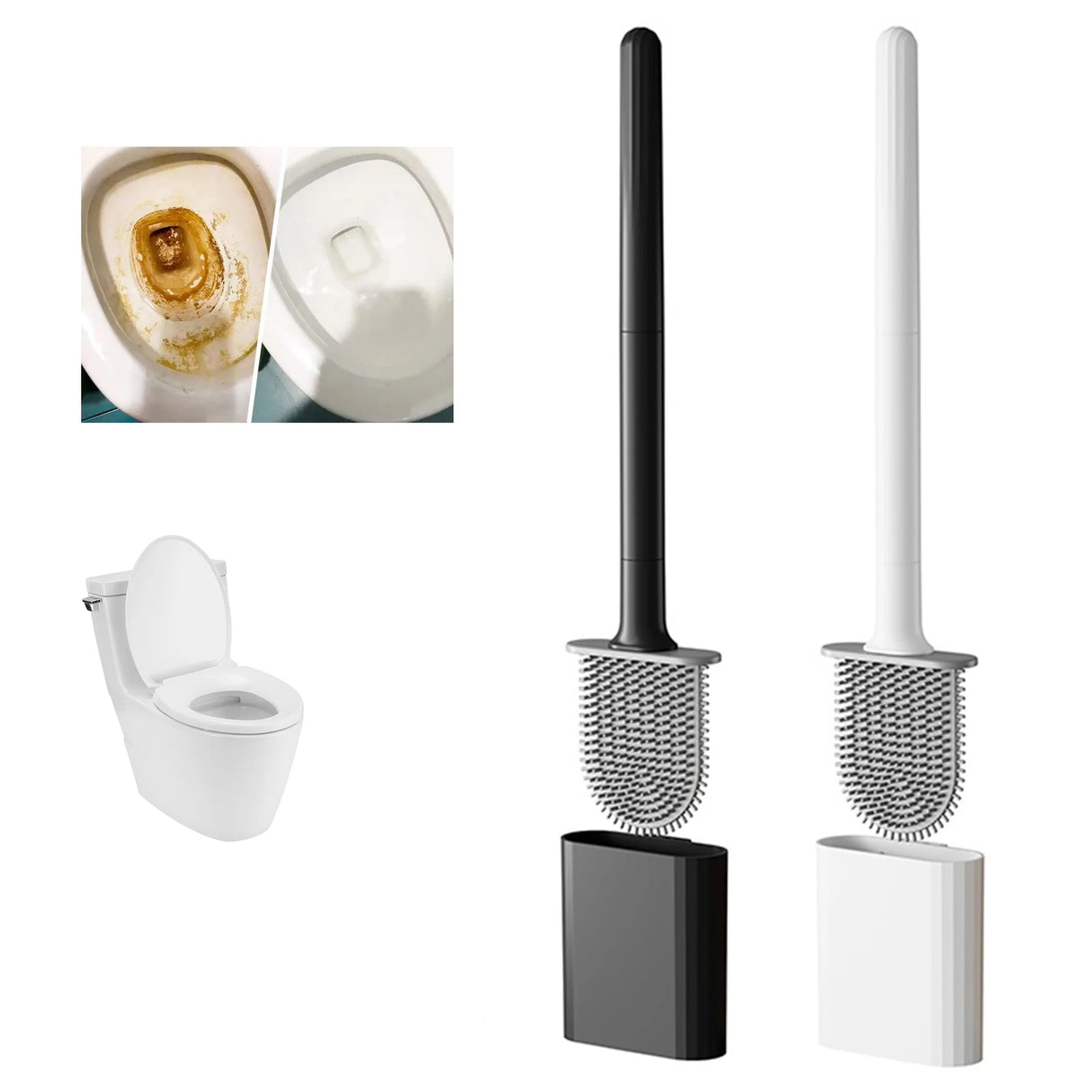 Silicone Toilet Brush Set with Holder