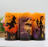 Set of 3 Real Wax Halloween Flameless Flickering LED/Battery Operated Candles.