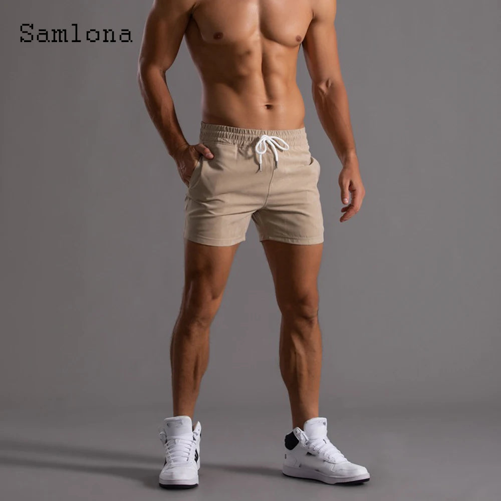 Men's Leisure Shorts With Lace Up And Pockets
