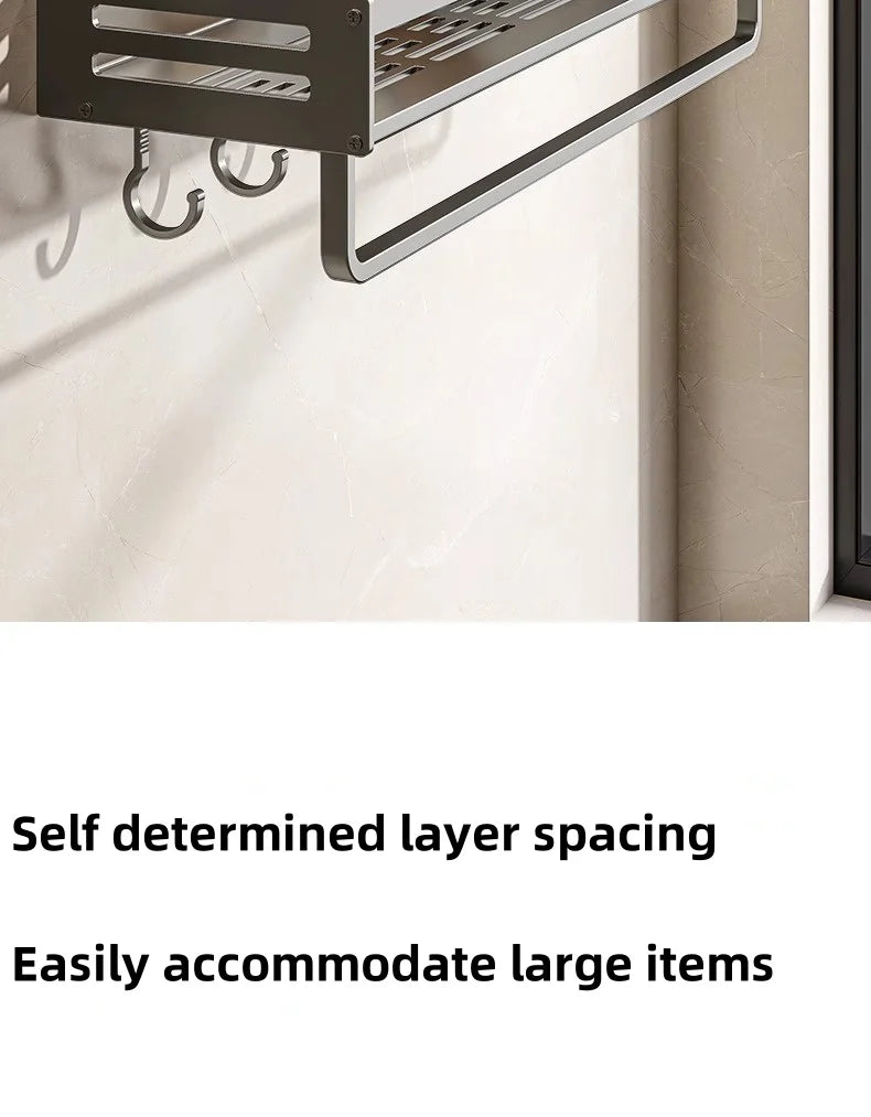 Aluminum Bathroom/Kitchen Shelf For Accessories With Towel Bar