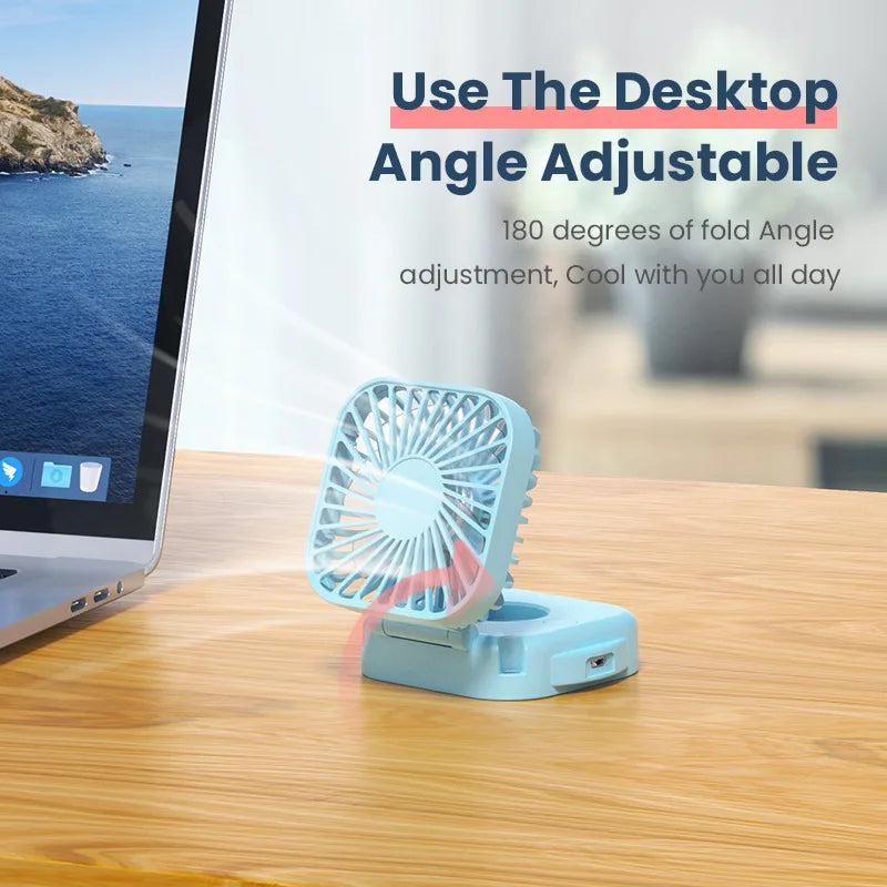 500mAh USB Rechargeable Handheld Portable Fan with Mirror