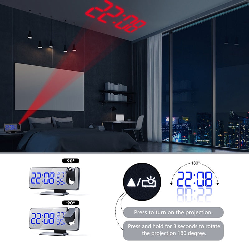 LED/USB Digital Desktop 2 Function Alarm Clock With Time Projector.