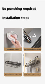 Aluminum Bathroom/Kitchen Shelf For Accessories With Towel Bar