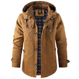 Men's Mid-length Hooded Multi-pocket Slim-fit Jacket