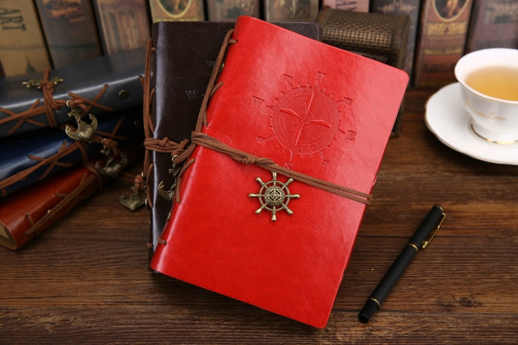 Retro Pirate Anchors Leather Notebook/Journal with Replaceable Stationery