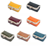 Compact Genuine Leather Kiss-Lock Mini Accessorie Pouch