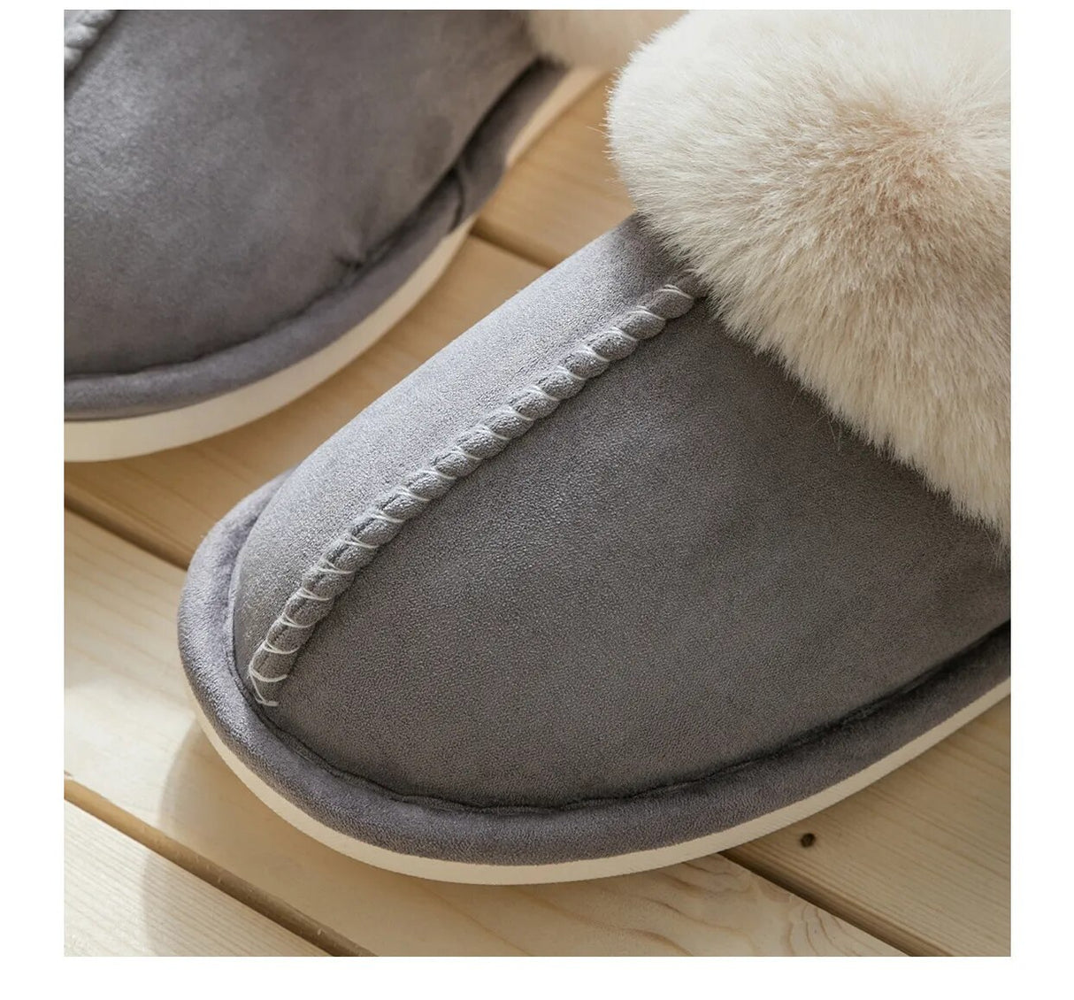 Winter Faux Suede Plush Closed Toe Slippers.