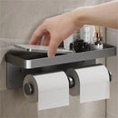 Aluminum Wall Mount Toilet Paper Holder With Phone Shelf Accessories