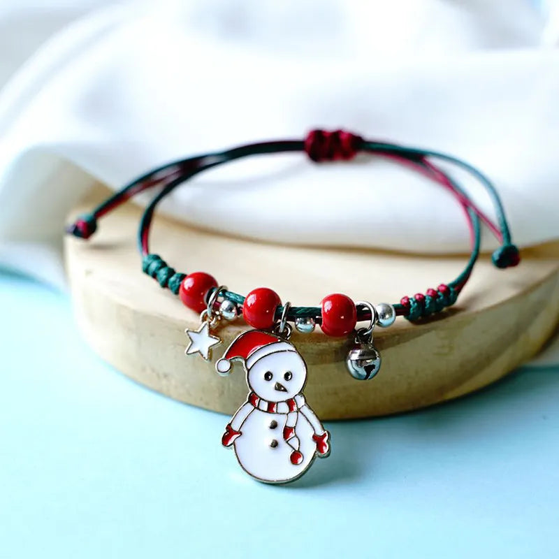 Christmas Pendant Charm Bracelet With Adjustable Rope.