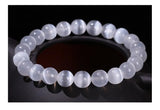 JD Natural White 6/8/10 mm Selenite Stone Bead Bracelet.