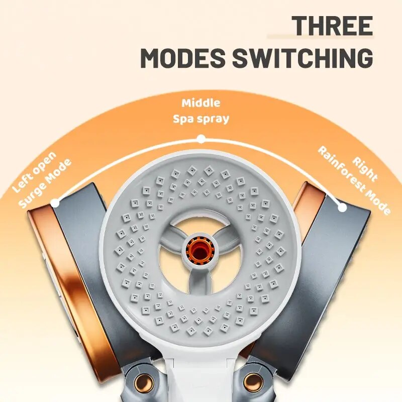 3 Modes Adjustable Double Sided High Pressure Showerhead.