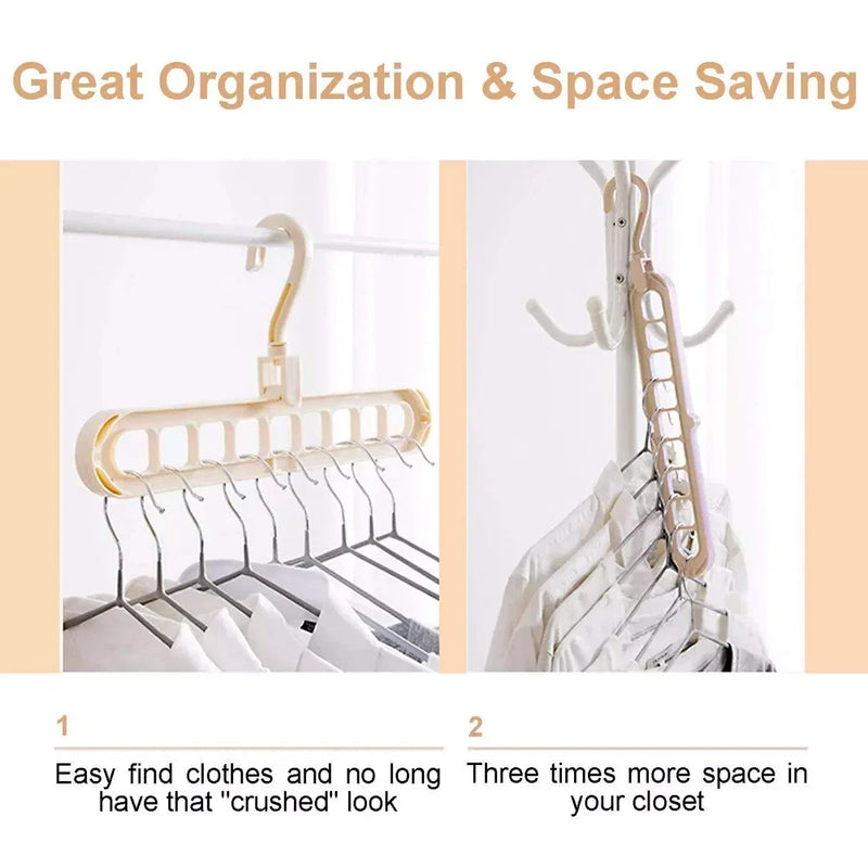 5pcs 9-hole wardrobe space-saving multifunctional storage rack