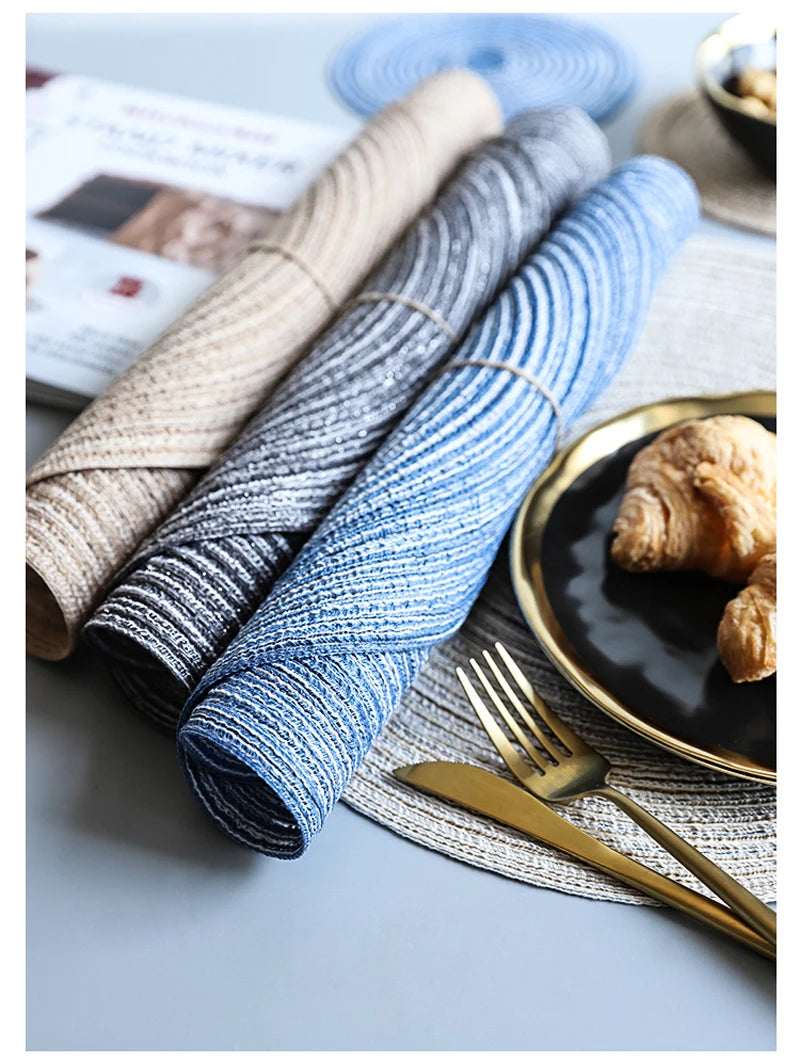 6pcs Round Woven Anti Slip Placemats Or Coasters