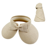 Women's Foldable Ponytail Straw Travel Sun Hat