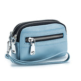 Women's Genuine Leather  Double Zipper Purse