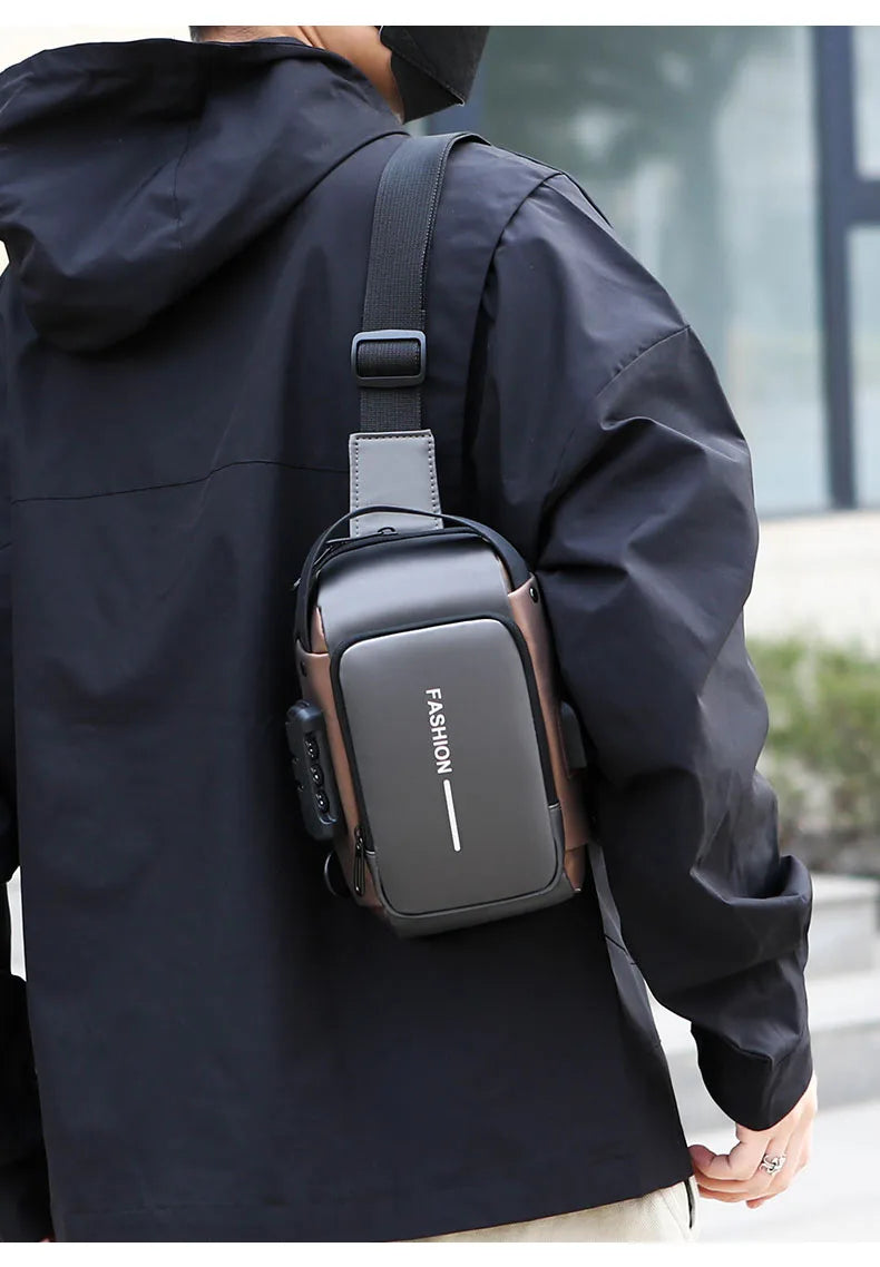 Men's Anti Theft USB Charging Crossbody Bag