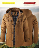Men's Mid-length Hooded Multi-pocket Slim-fit Jacket