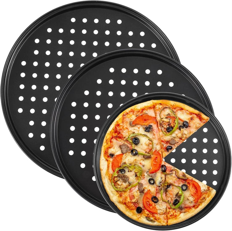 4 Size Nonstick Carbon Steel Pizza Pan with Holes