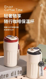 450ml  Temperature Display Thermos Premium Stainless Steel Coffee Cup