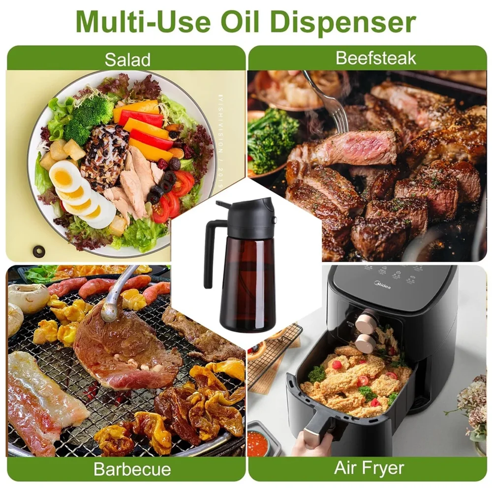 2-in-1 16 OZ Glass Leakproof Oil Sprayer & Dispenser For Cooking