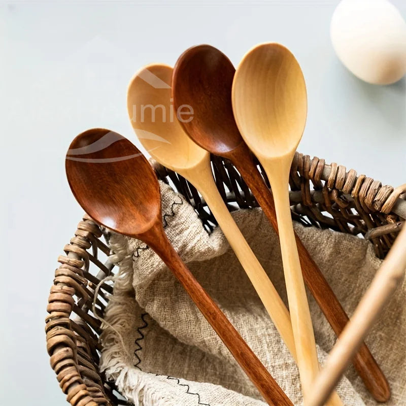 6 Piece  9 Inch Bamboo Mixing Spoons