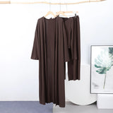 Women's 3 Piece Off Shoulder Sleeveless Cropped Tank Top With Elastic Wide Leg Pant And Long Cardigan