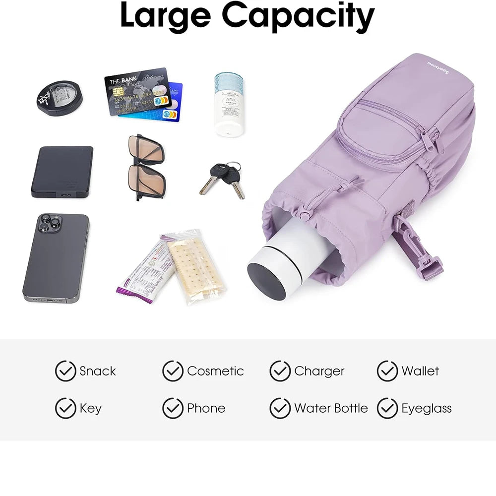 Women And Men's Oxford Lightweight Waterproof Crossbody Water Bottle And Phone Bag