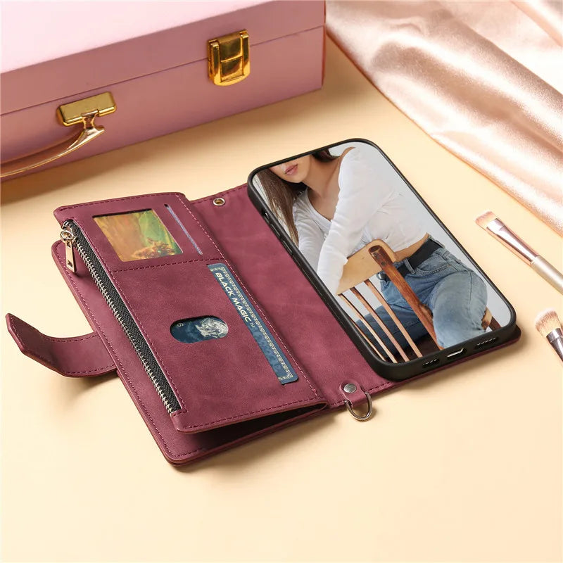 Leather Phone Case for iPhone 14 Pro Max 15 13 12 11