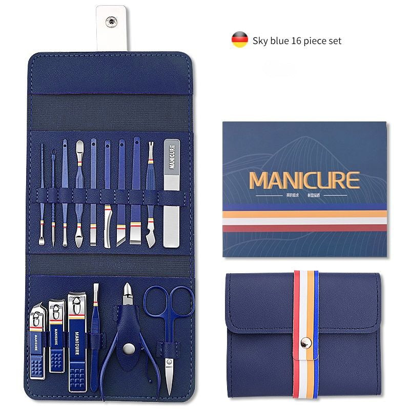12-16pcs Stainless Steel Manicure Set With Folding Bag.