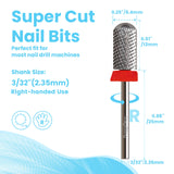 3/32" MagiBling Professional Manicure Nail Drill Bits for Hard Acrylic Gel