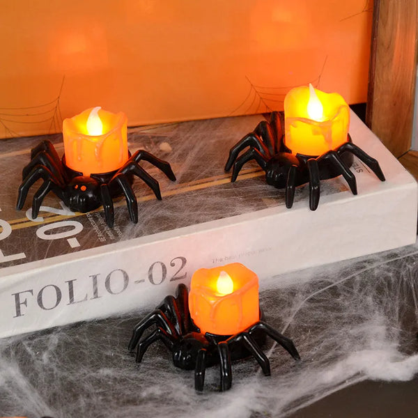 LED/Battery Halloween Plastic Spider Candle Light Decoration.