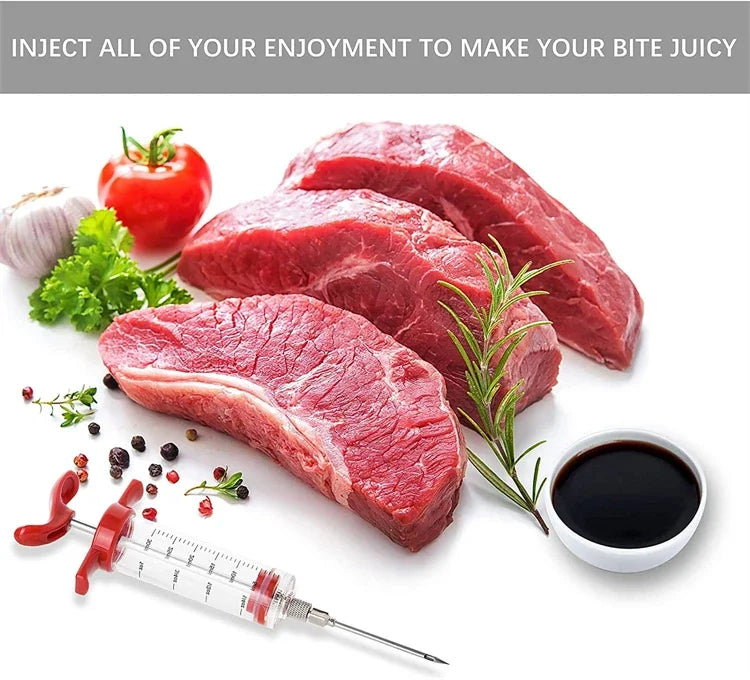 Meat Syringe With 3 Marinade Injector Needles For Chicken Or Turkeys