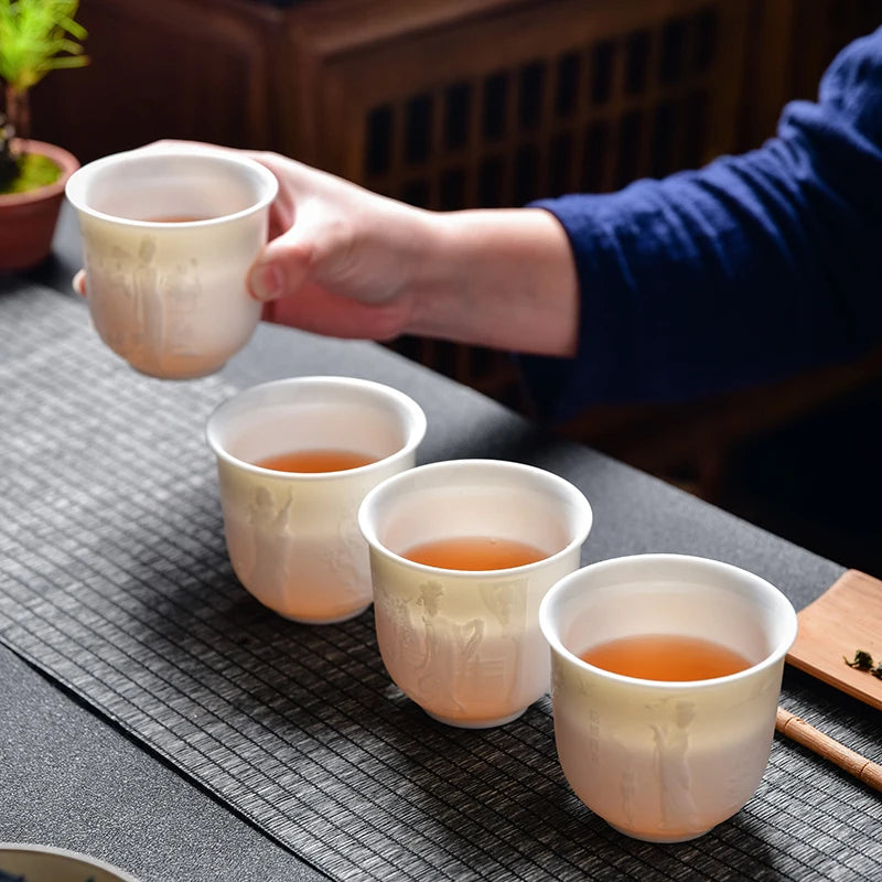 Chinese Three-dimensional White Porcelain Tea Cup