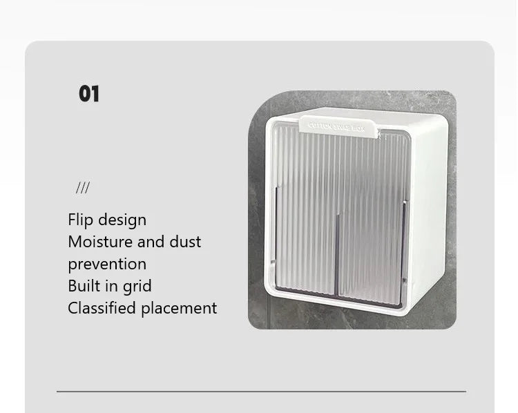 Wall Mounted Qtip Cotton Ball Floss Canisters With Lids