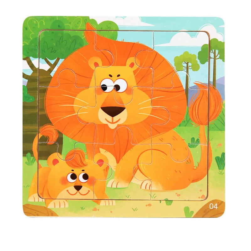 11x11cm Wooden 3d Cartoon Puzzle