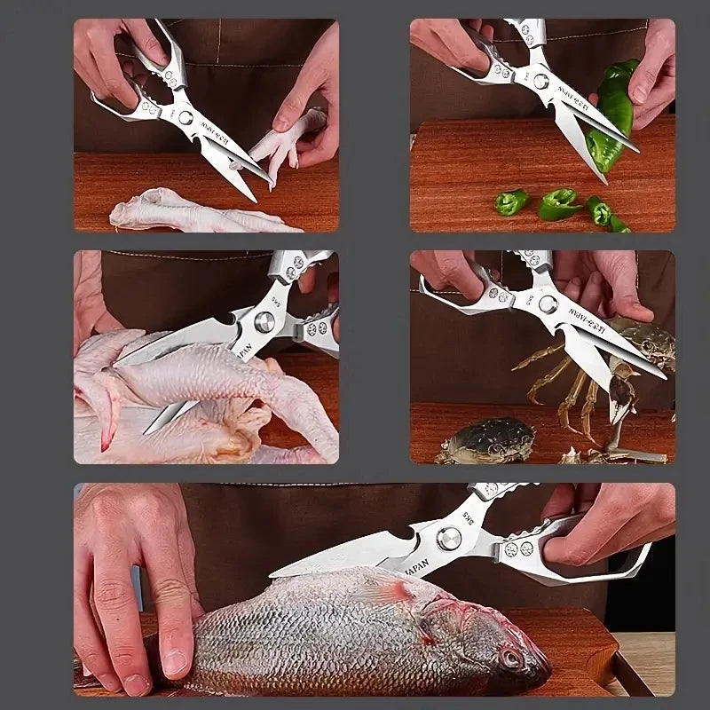 1pc Heavy-Duty Stainless Steel Multi-Purpose Kitchen Shears Scissors