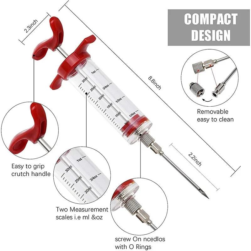 Meat Syringe With 3 Marinade Injector Needles For Chicken Or Turkeys