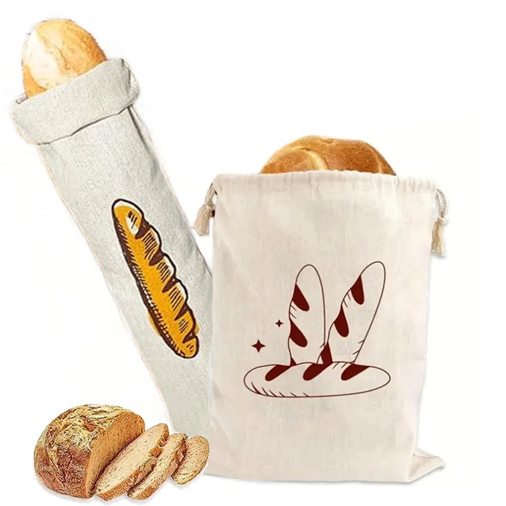 Reusable Linen Bread Bag With Drawstring