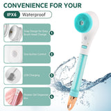 USB Rechargeable Silicone Waterproof Exfoliating Bath Brush With Removeable Handle.