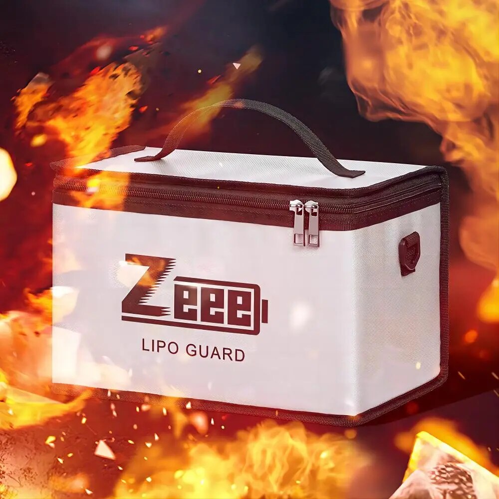 Zeee Lipo Fireproof Safe Battery Bag With Pouches For Multiple Battery Storage.