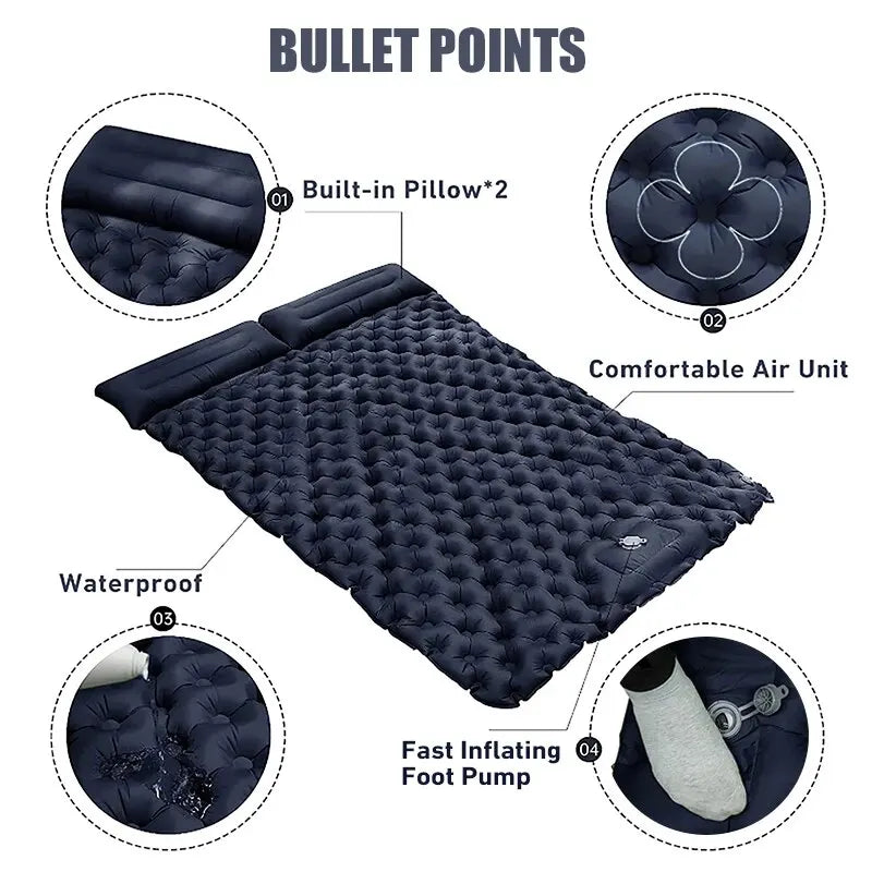 WESTTUNE Double Inflatable Mattress with Built-in Pillow Pump