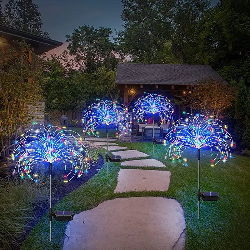 1,2 Or 4 Pcs Solar LED Firework Garden Lights.