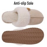 Evshine Women's Fur Plush Warm Slippers With Rubber Soles