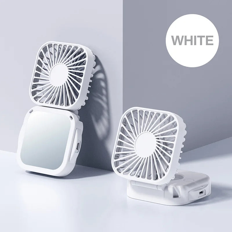 500mAh USB Rechargeable Handheld Portable Fan with Mirror