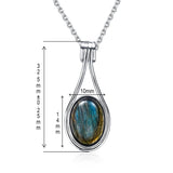 Oval 10X14MM  Sterling Silver Platinum Natural Labradorite Pendants