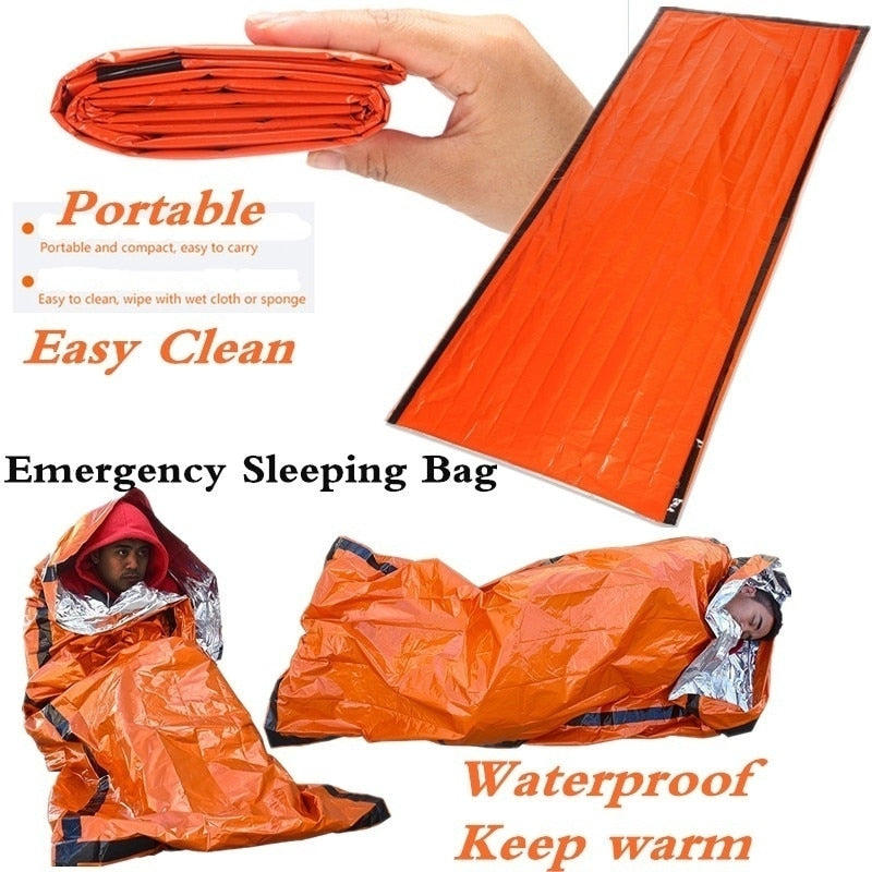 Waterproof Lightweight Thermal Emergency Sleeping Bag. Great for camping and light for hiking.