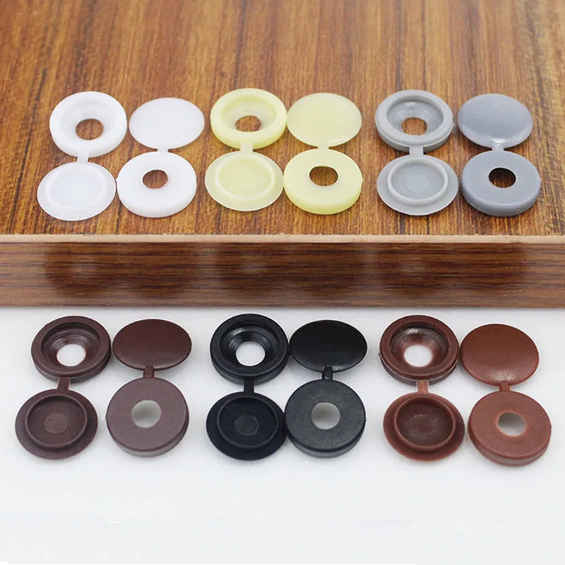 100pcs Hinged Plastic Screw Cap Covers